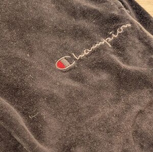 Champion Black with Red Accent Velour Track Pant